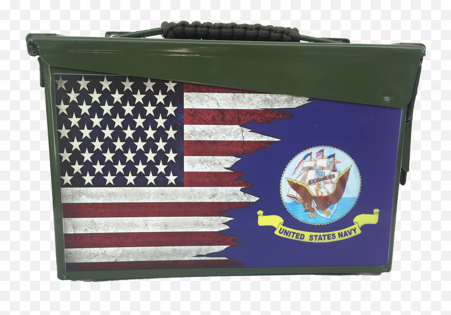 Dual Us Navy Flag Custom Ammo Can - American Flag With Continent Png,Black And White American Flag Png