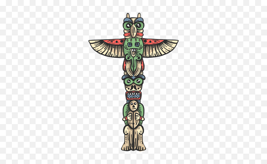 Totem Statue Idol Pillar Colored Sketch - Totem Pole Png,Totem Pole Png