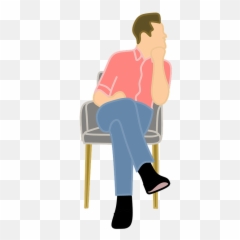 Man Thinking Clipart Png - Cartoon Of Person Sitting In Chair