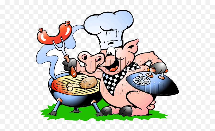 Chef Pig Bbq Grill Cooking Hotdogs U0026 Chicken - Bbq Cartoon Pig Png,Bbq Logos