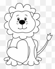Download Lion Black And White Baby Clipart - Face Coloring Pages png