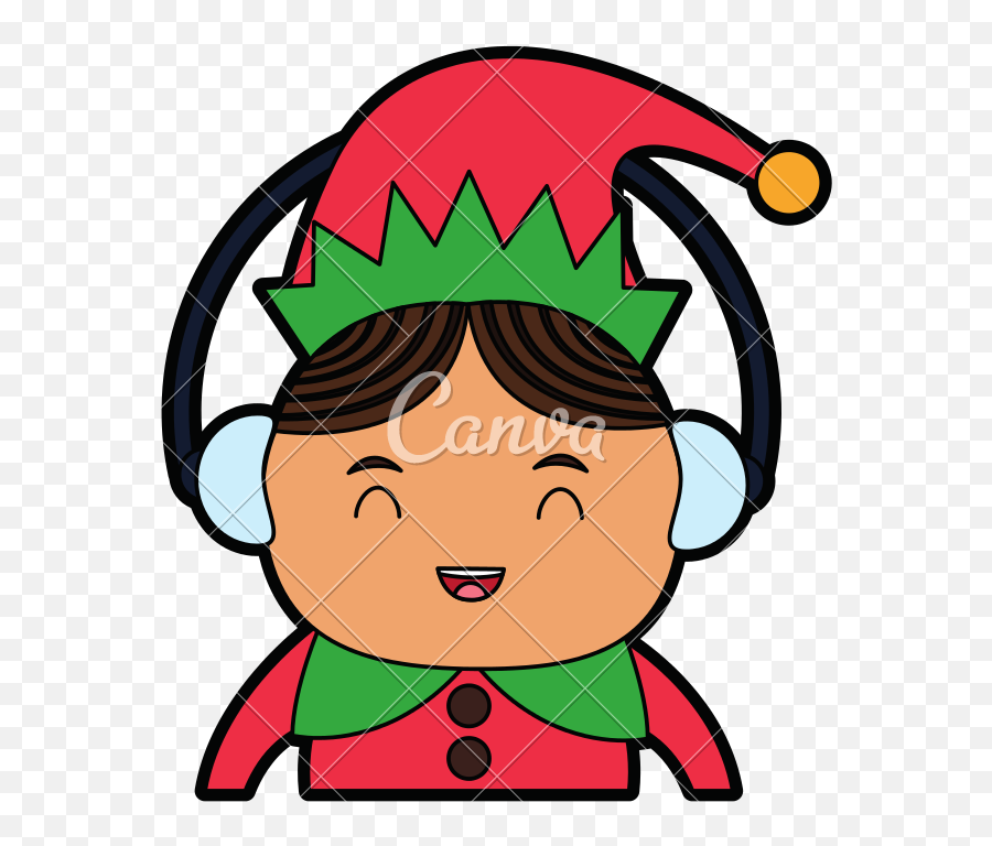 Elf Helper Wearing Muffs Icons By Canva - Elf Wearing Ear Muffs Png,Elf Ear Png