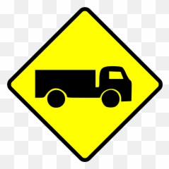 Painted Warning Sign Depicting Truck - Trucks Caution Sign png
