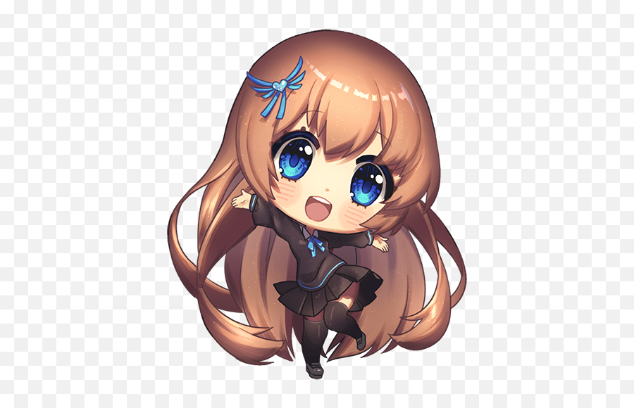 Anime Chibi Girl With Brown Hair And Blue Eyes Download - Chibi Anime Girl Brown Hair Blue Eyes Png,Brown Hair Png