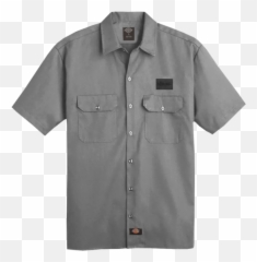 Logo Vegan Patch Grey Work Shirt - Grey Work Shirt Png,Blink 182 Logo