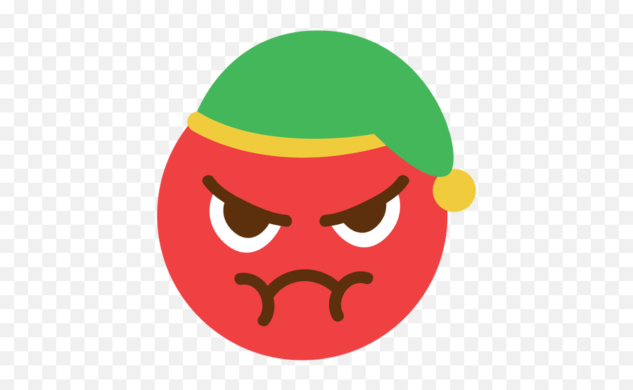 Angry Red Elf Hat Face Emoticon 5 - Cabeza Duende Png,Elf Hat Transparent