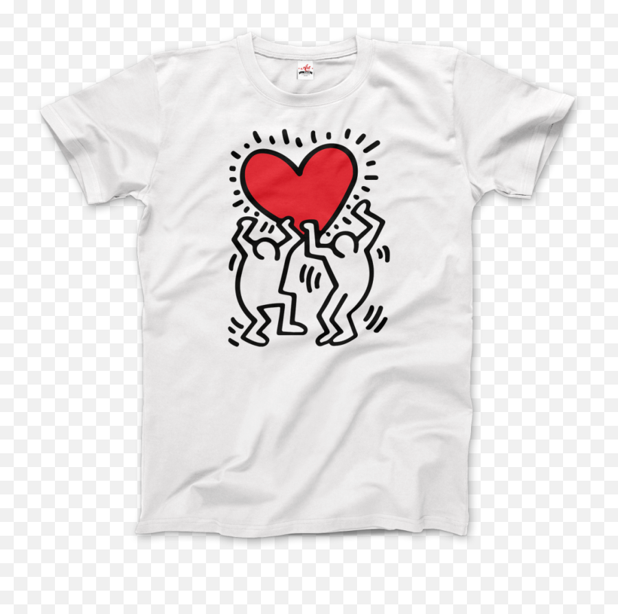 Keith Haring Men Holding Heart Icon Street Art T - Shirt Keith Haring Heart Shirt Png,Dancing Man Icon