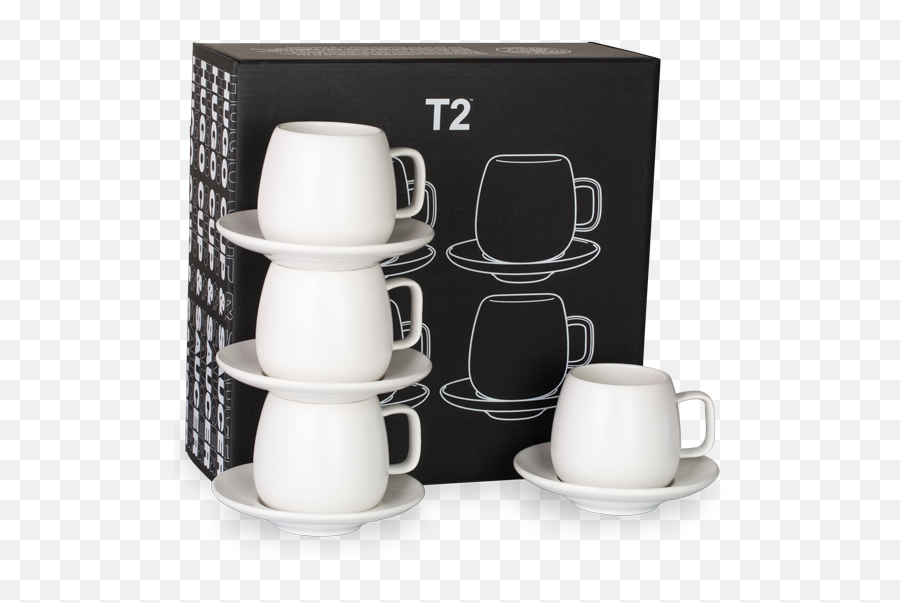 T2 Teaset Hugo White Cup And Saucer 4 Pack - T2 Tea Png,Tea Set Png