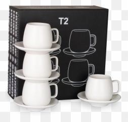 T2 Teaset Hugo White Cup And Saucer 4 Pack - T2 Tea Png,Tea Set Png
