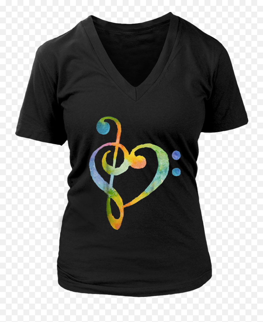 Watercolor Rainbow Heart Bass Clef T - Shirt Pog Mo Thoin Png,Bass Clef Png