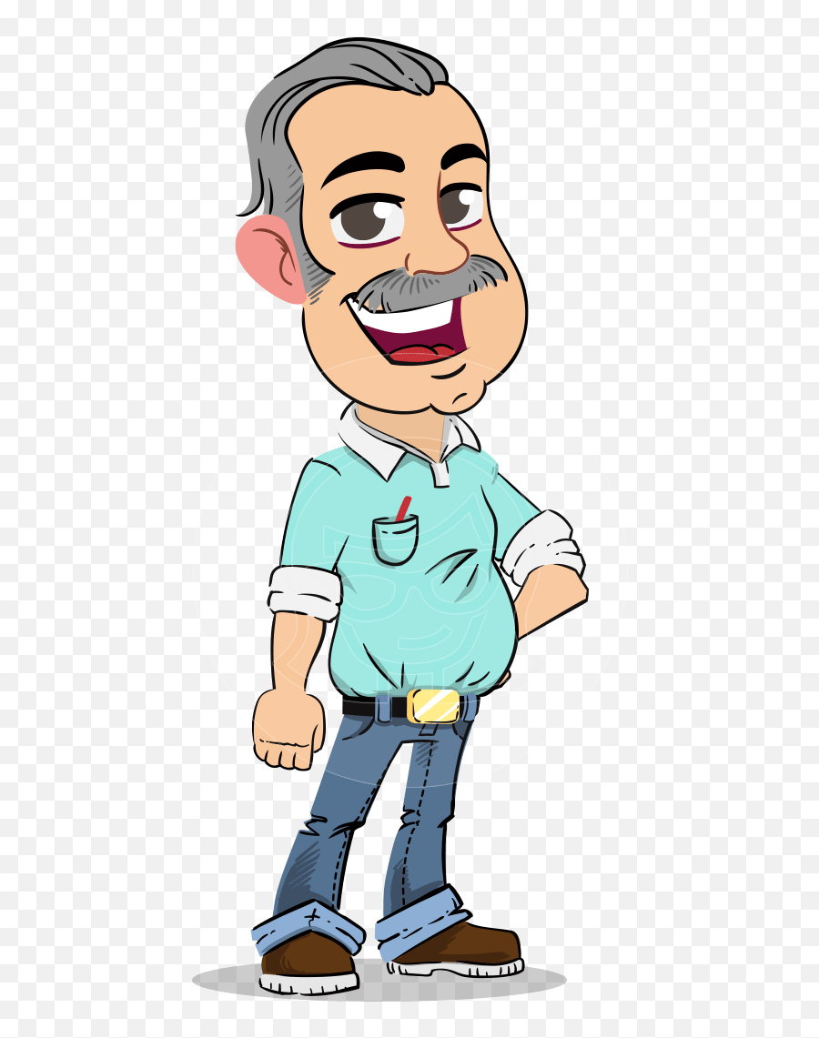 Simple Style Cartoon Of A Elderly Man With Mustache Graphicmama - Png Mustache Man Animated,Moustache Transparent