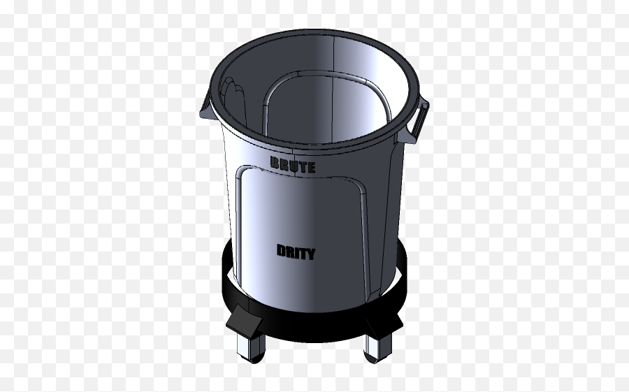10 Gallon Brute Trash Can With Dolley 3d Cad Model Library - Marching Percussion Png,Trashcan Png