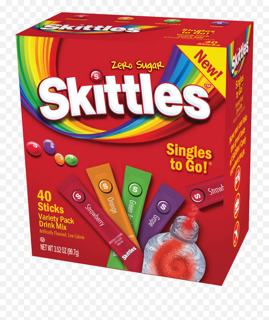 40 Packets Skittles Variety Pack Sugar Free - Thego Caffeine Free Powdered Drink Mix Walmartcom Skittles Sugar Free Drink Mix Png,Skittles Png