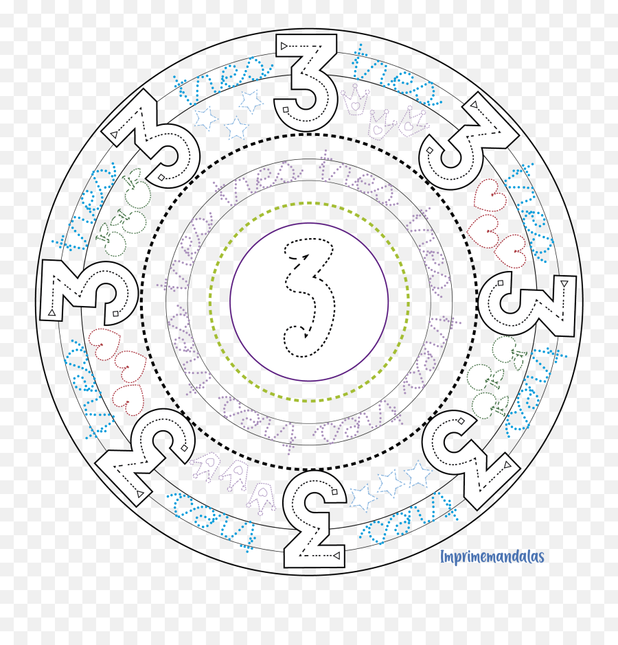Mandala Número 3 U2022 Imprime Mandalas - Numeros En Mandalas Grafomotricidad Png,Numero 3 Png