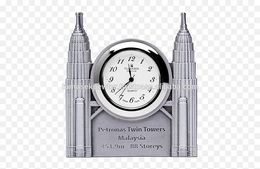 Personalised Malaysia Pewter Twin Towers Card Holder Cum Table Clock - Buy Pewter Card Holder With Clockpersonalised Card Holder With Clockmalaysia Gauge Png,Twin Towers Transparent