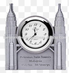 Personalised Malaysia Pewter Twin Towers Card Holder Cum Table Clock - Buy With ClockPersonalised ClockMalaysia Gauge png