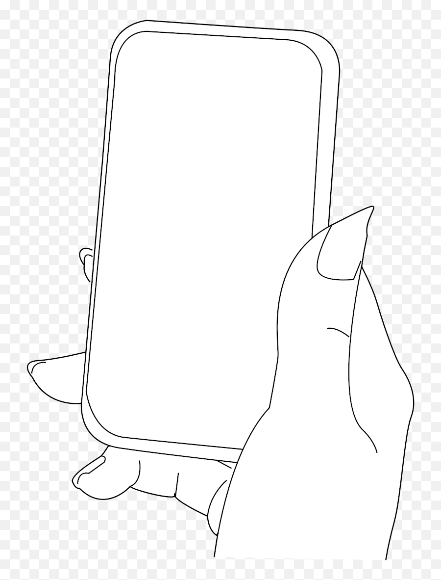 Download Hd Cartoon Hand Holding Phone Transparent Png Image - Black And White Smart Phone Clip Art,Cartoon Phone Png