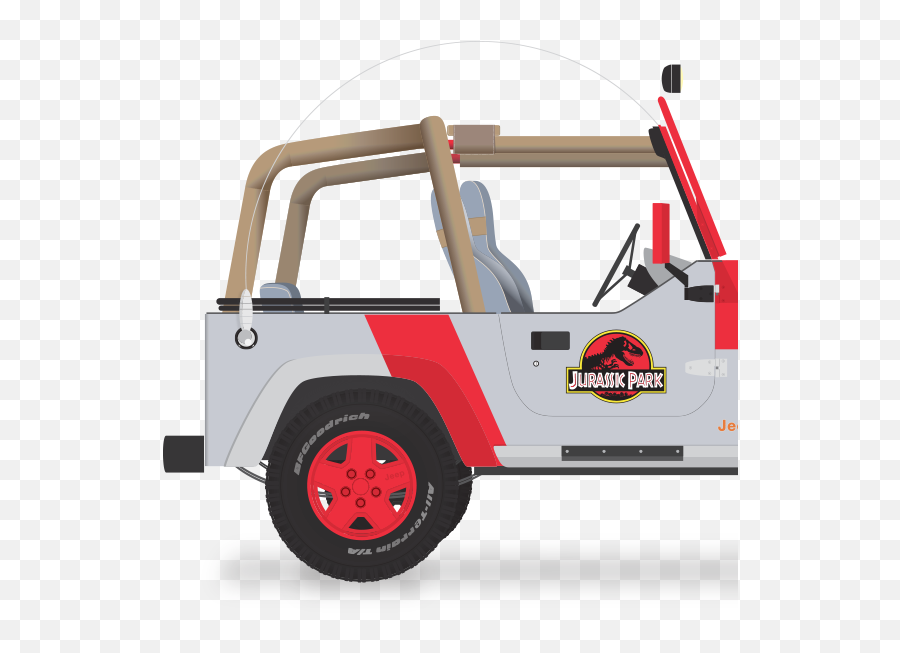 Jurassic Park Jeep Illustration - Red Jeep Wheels Jurassic Park Png,Jurassic Park Png