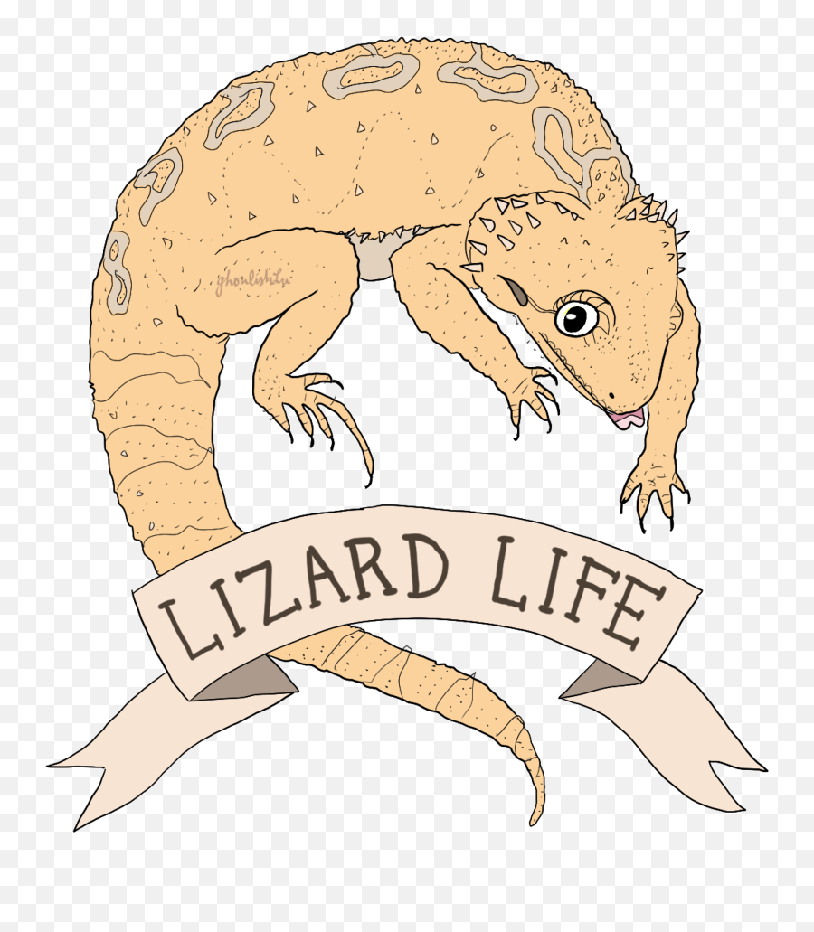 Lizard Life - Bearded Dragon Tshirt Cute Reptiles Herpetology Animals Sold  By Ghoulishlu Shop Cartoon Png,Bearded Dragon Png - free transparent png  images 