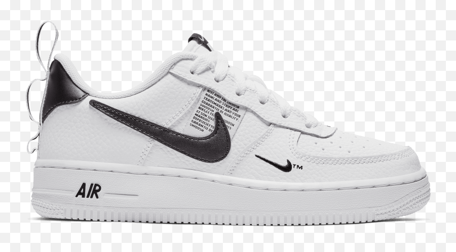 Download Hd Nike Air Force Utility Boys Grade School - Nike Air Force 1 Boys Black And White Png,White Swoosh Png