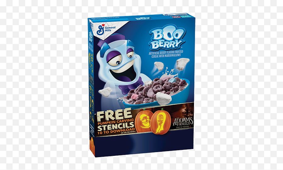 Monster Cereals Make A Haunting Return To Breakfast Aisles - General Mills Boo Berry Cereal Png,Addams Family Icon