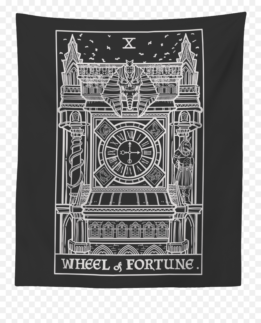 Wheel Of Fortune Tarot Card Tapestry Gothic Clock Tower Sphinx Anubis Wall Art Ebay - Botanical Garden Of Curitiba Png,Pastel Goth Icon