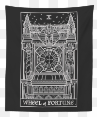 Wheel Of Fortune Tarot Card Tapestry Gothic Clock Tower Sphinx Anubis Wall Art Ebay - Botanical Garden Of Curitiba png
