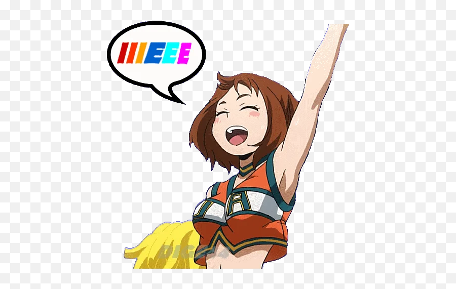 Telegram Sticker From Ochako Uraraka Pack - Uraraka Cheerleader Png,Ochako Icon