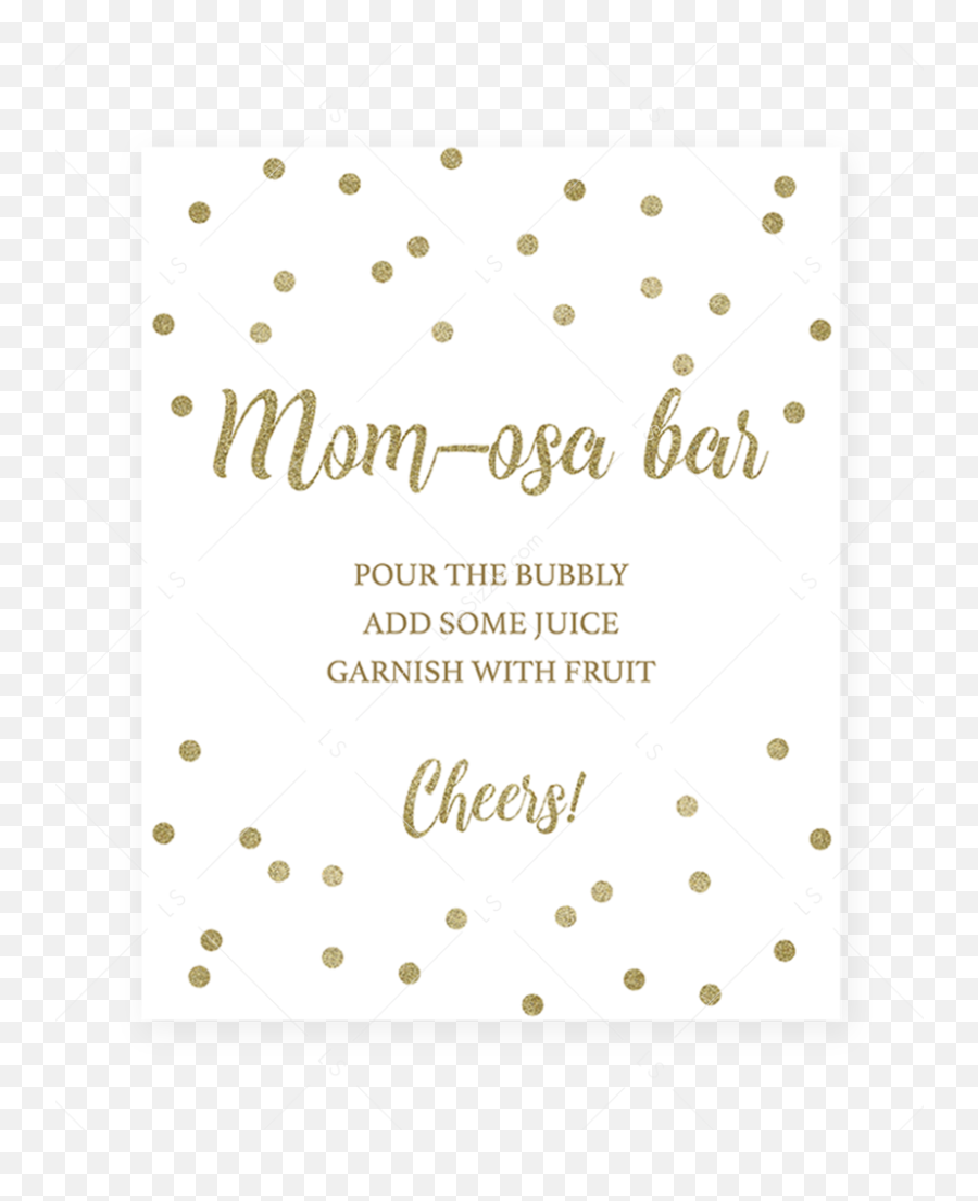 Download Momosa Bar Table Sign With - Paper Png,Gold Confetti Png