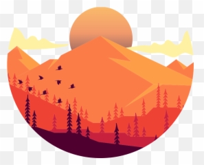 Rising Sun Laptop Sticker - TenStickers Montañas Vector png