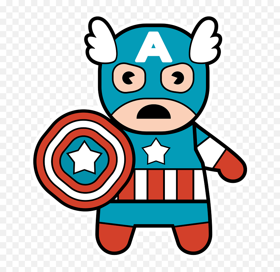 Chibi Superhero Captain America Clipart Free Download - Superhero Png,Captain America Transparent