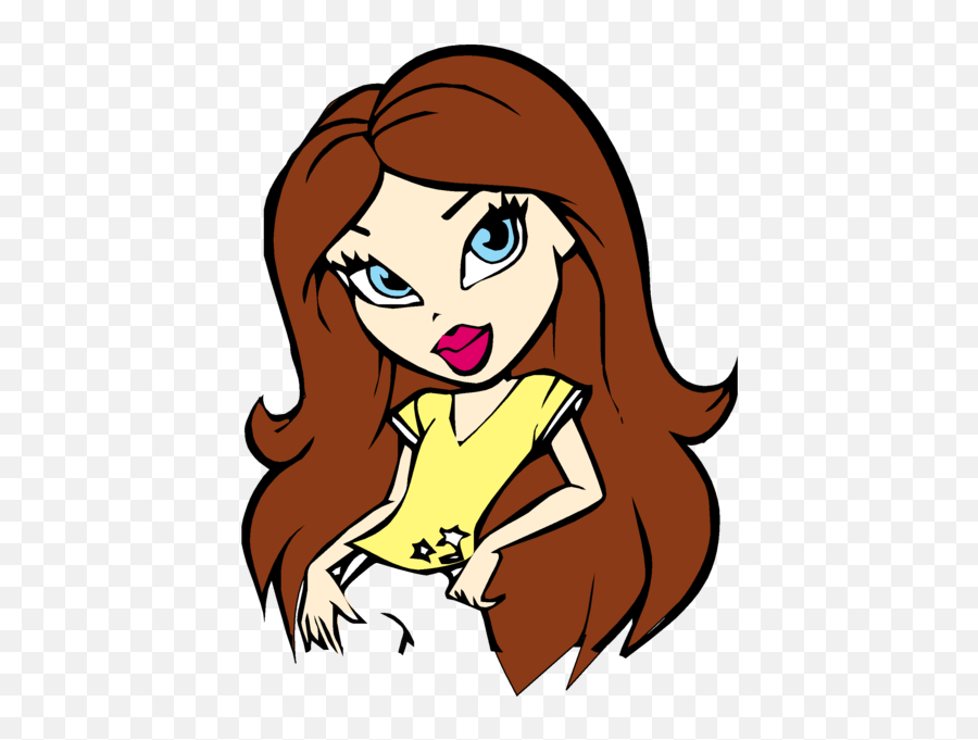Cute Cartoon Fashionable Girly Girl Free Vector - Simple Girl Cartoon Characters Png,Bratz Png