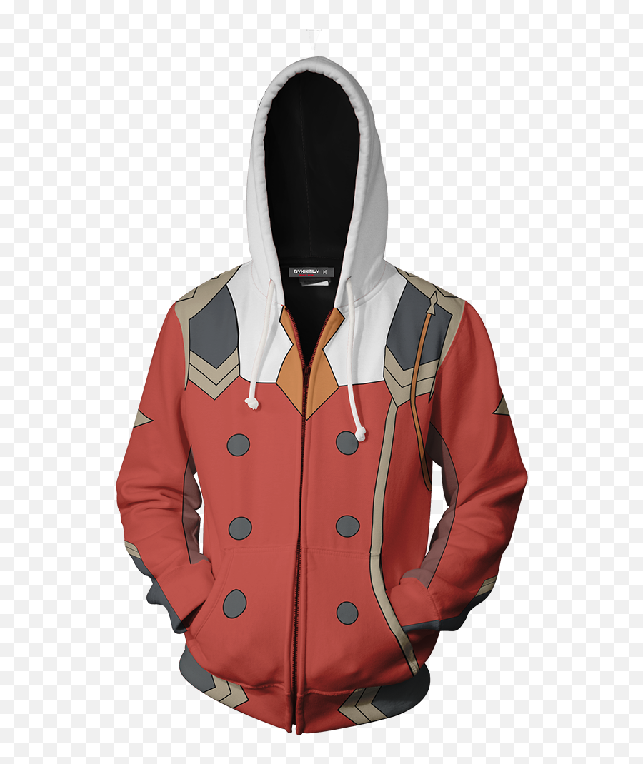 Darling In The Franxx Zero Two Cosplay Zip Up Hoodie Jacket - Darling In The Franxx Hoodie Png,Zero Two Transparent