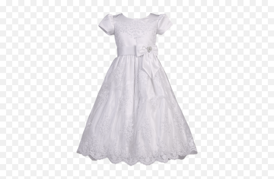 Floral Corded Lace Applique Tulle Girls Communion Dress 5 - 12 Vestidos De Bautizo 2020 Png,White Dress Png