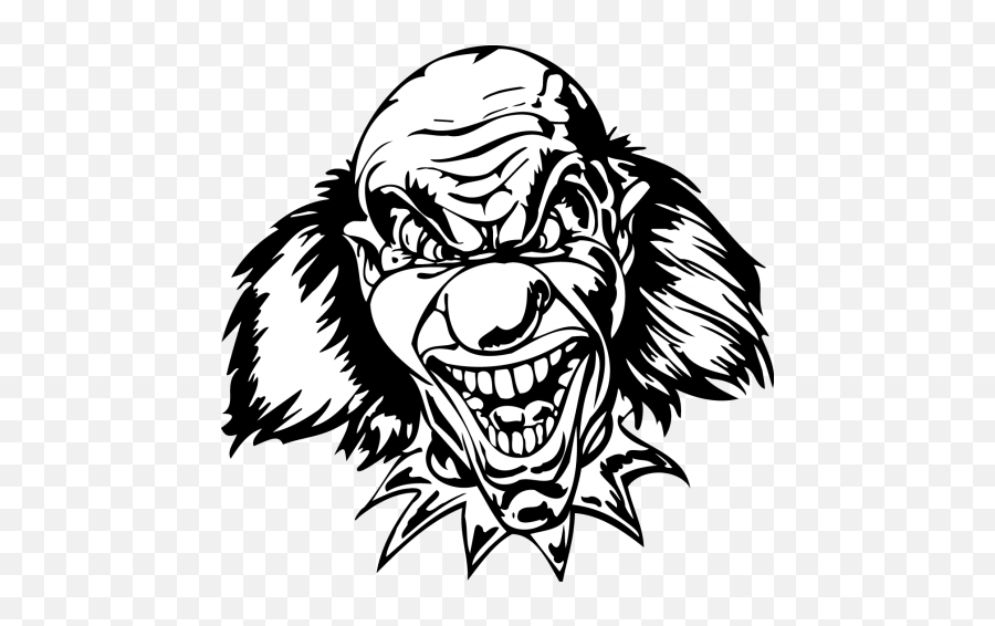 Black And White Scary Freaky Clown - Scary Clowns Face Png Black And White,Scary Face Png