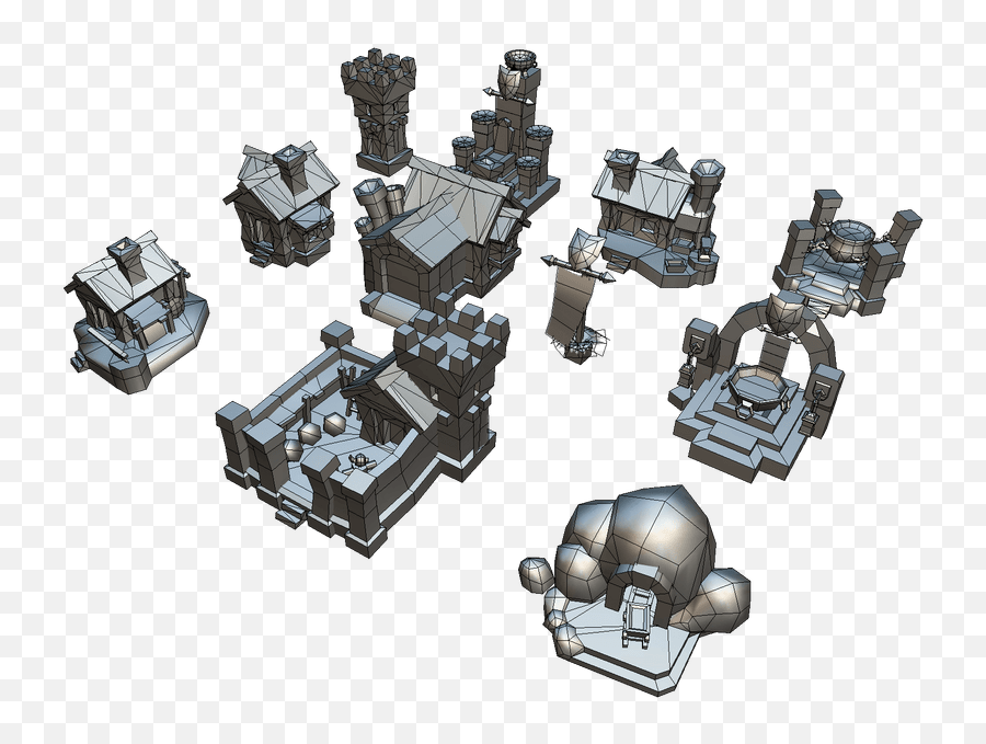 Low Poly Human Rts Buildings - Vertical Png,Mechwarrior 2 Icon Cover