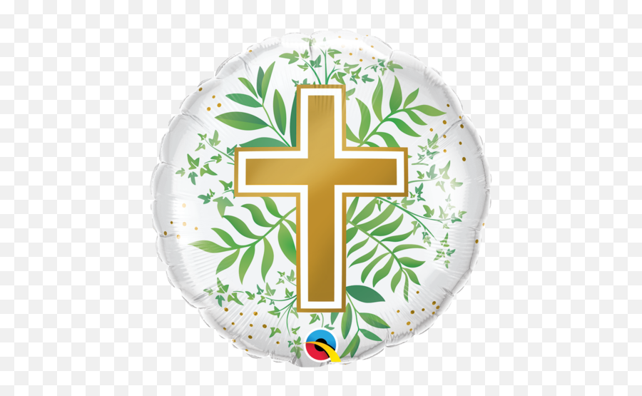Golden Cross U0026 Greenery 18 Inch 45 M Foil Balloon Q10256 - Religious Leaf Balloon Display Png,Greenery Png