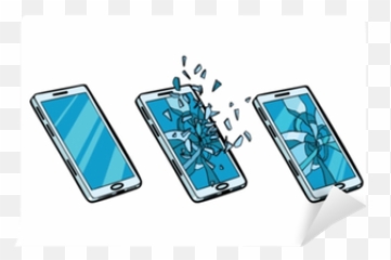 Wall Mural Smartphone Whole Cracked Glass And The Phone Is - Dañado Celular Roto Dibujo Png,Cracked Screen Icon