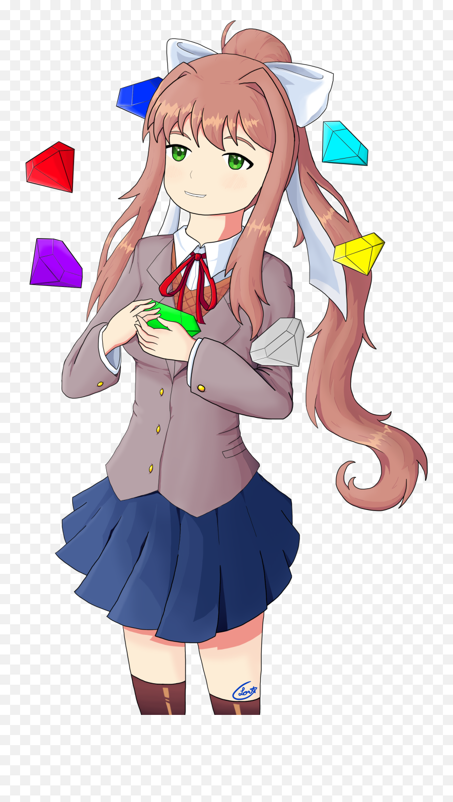 Oc Fanart You Mean The Doki Emeralds Ddlc - Cartoon Png,Chaos Emerald Png