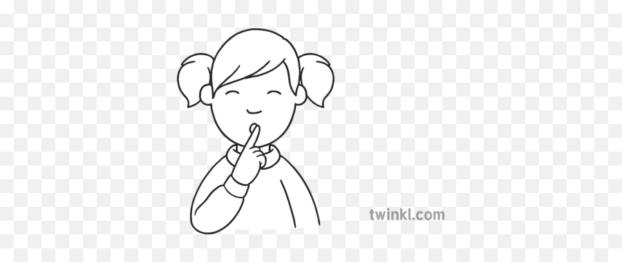 Girl With Finger - Shh Quiet Black And White Png,Shh Png