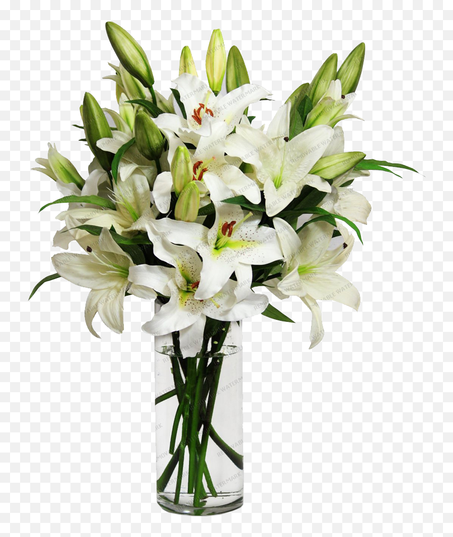Download Hd White Lily Bouquet - Flower In Vase Png Transparent,White Lily Png