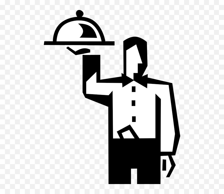 Waiter With A Serving Tray Royalty Free Vector Clip Art - Propaganda De Garçom Png,Waitress Png
