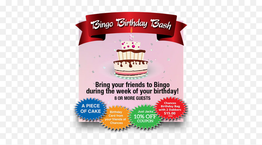 Bingo Birthday Bash Chances Casino Fort St John Bc - Cake Decorating Supply Png,Birthday Bash Png
