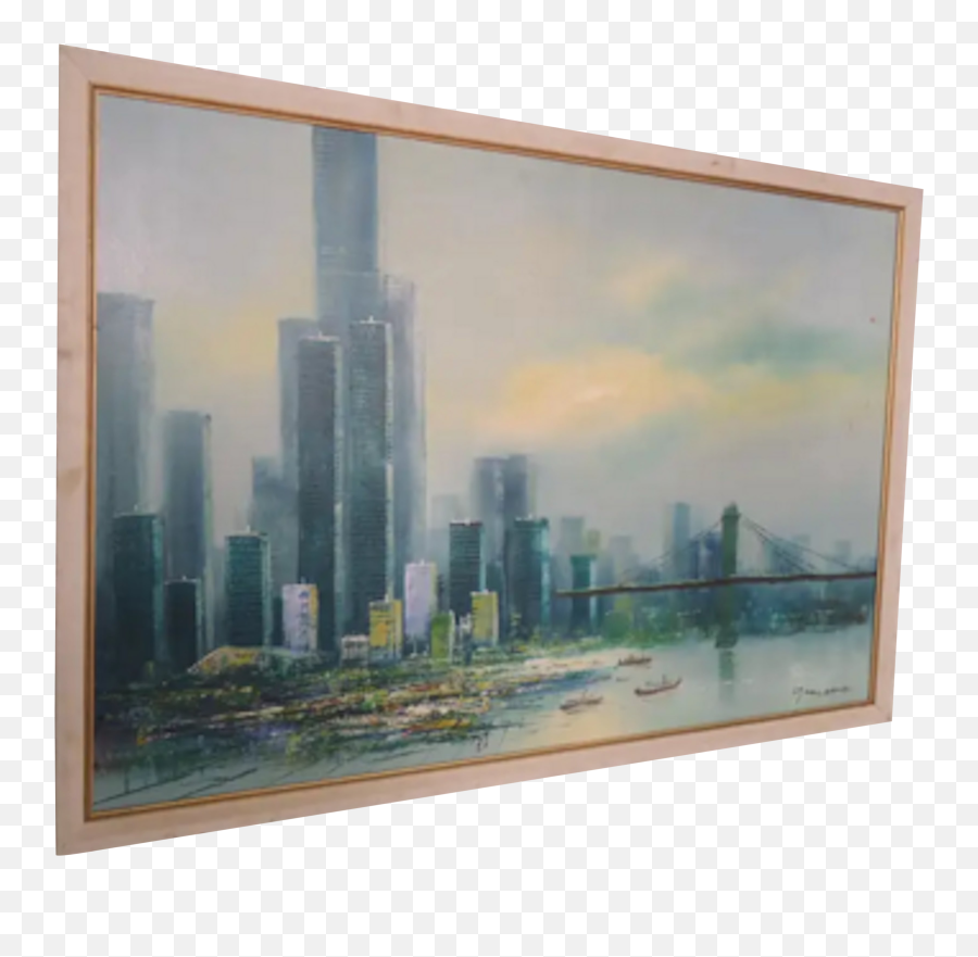 1970s City Skyline With Twin Towers - Poster Frame Png,Twin Towers Transparent