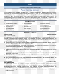 Public Relations Specialist Resume - Horizontal Png,Public Relation Icon