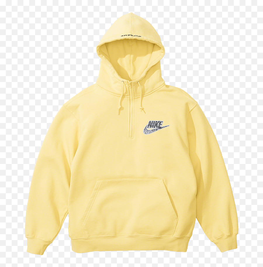 Half Zip Up Sweater Nike - Supreme Nike Pale Yellow Hoodie Png,Nike Sb Icon Full Zip Hoodie