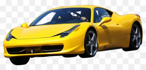 2010 Yellow Ferrari 458 Italia With V8 Engine Png Image