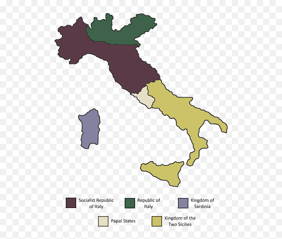 Download Italian States Map - Kaiserreich Italy Full Size Black Italy Silhouette Png,Italy Png