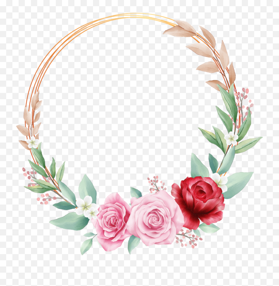 Wreath Rose Circle Geometric Glitter Gold Watercolor - Roses Frame Circle Png,Watercolor Circle Png