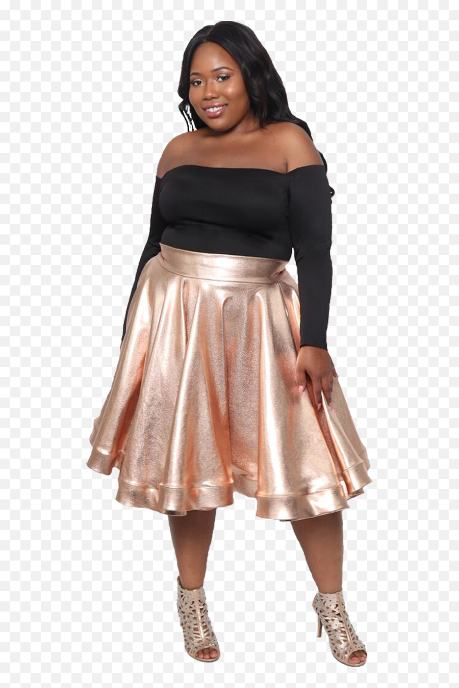 Metallic Rose Gold Midi Skirt U2014 Shantress Sadá - Photo Shoot Png,Skirt Png